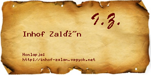 Inhof Zalán névjegykártya